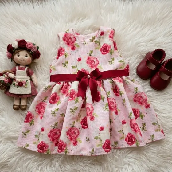 Vestido Infantil Menina Maria Flor com Laço