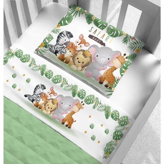 Kit Lençol para Berço Padrão 3 Peças Infantil com Fronha e Lençol de Elástico