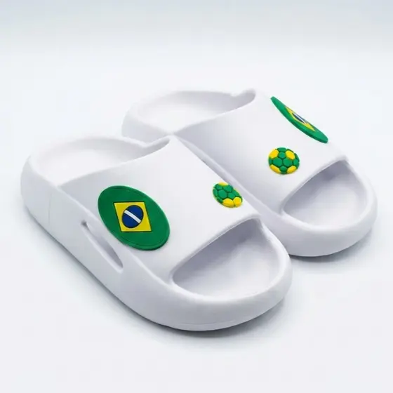 Chinelo Infantil Slide Masculino Feminino Brasil Torcedor Brasileiro Torcedor Bebe Calce Fácil Promoção