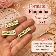 KIT TAG 70x Plaquinha Etiqueta 2 Furos de Acrílico Espelhado Crochê Nail PERSONALIZADO