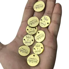 Kit 50 Tags Redondas 2cm Acrílico Espelhado Personalizada Você é Especial