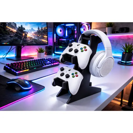 Suporte de Controle para Vídeogame Xbox PS4 PS5 Madeira de Alta Qualidade