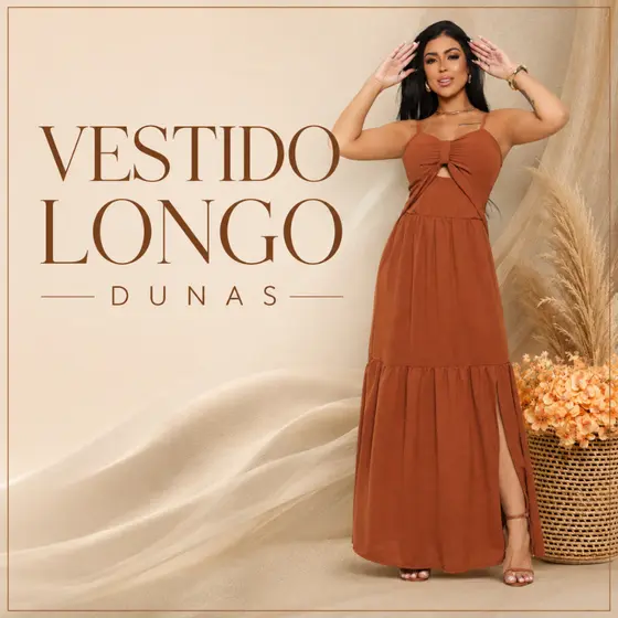 Vestido Feminino Longo Dunas Casamento Elegante Com Fenda