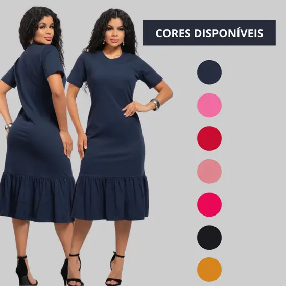 Vestido Midi Babado Moda Cristã Evangélica