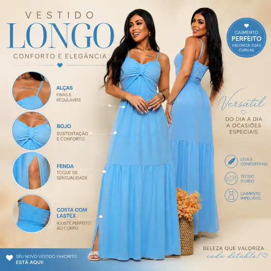 Vestido Longo Casamento Elegante Com Alça Regulável Luxo