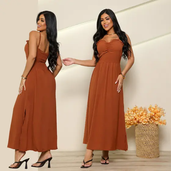 Vestido Mídi Festa Feminino Não Amassa com Bojo e Lastex