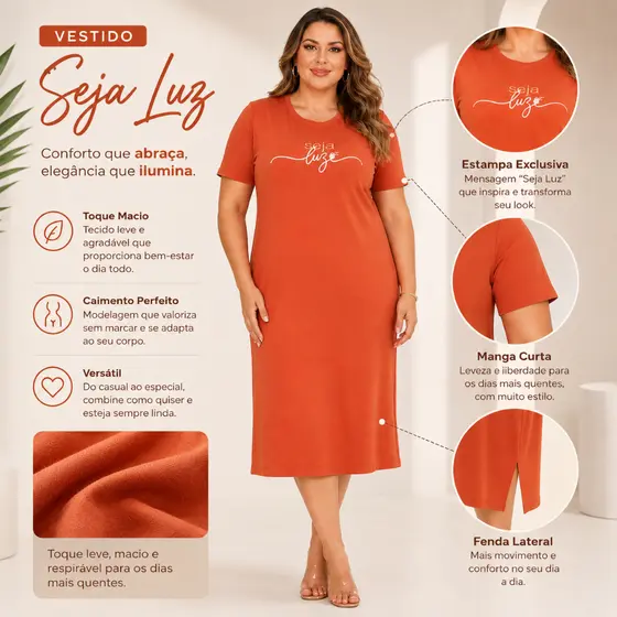 Vestido Feminino 100% Algodão com Fendas Laterais Casual Estampado