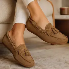 Mocassim Feminino Couro Legítimo Forro Couro Com Franja Barbicacho Sapato Drive Premium Confortável Caramelo Preto Vinho