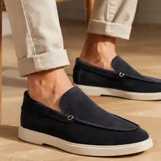 Sapato Mocassim Masculino Couro Legítimo Camurça Suede Forrado Casual Drive Slip On Sem Cadarço Loafer Confortável