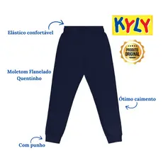 Calça Moleton Infantil Masculina Flanelada Com Punho 01 ao 16 Kyly