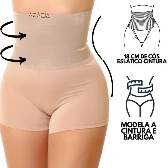 Short Cinta Modeladora Segura Barriga Compressão Elástico Reforçado Não Marca Moda Intima