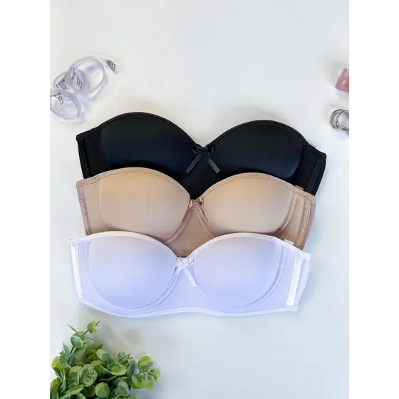 Kit 3 Sutia Tomara Que Caia Com Bojo Aro Acompanha Alça Removível em Silicone Conforto Sustentação