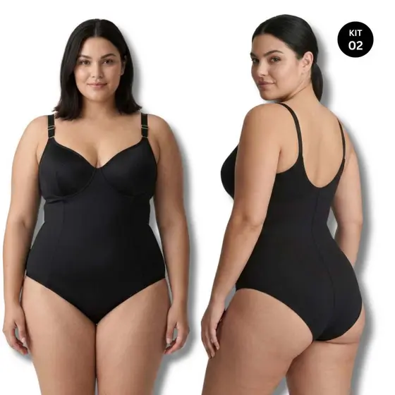 KIT Body Feminino Plus Size 48 ao 54 Suplex Confortável Sem Bojo Alça Ajustável