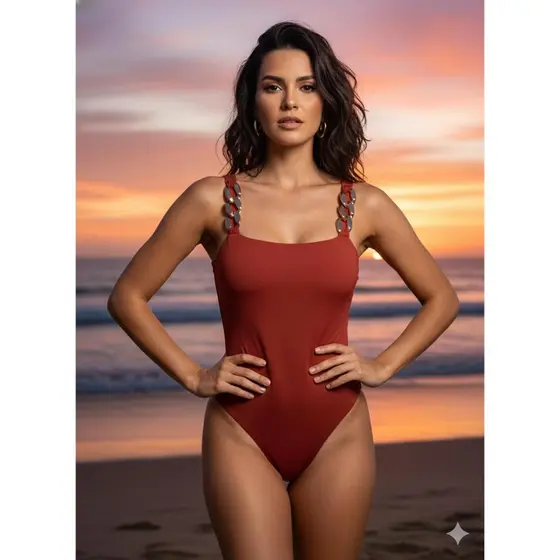Body Feminino Luxo Com Acessório Suplex Sem Bojo Fio Dental Confortável