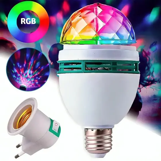 Lâmpada RGB LED Colorido Globo Giratória De Luz Festa Lâmpada De Festa Colorida Giratória Lâmpada Colorida
