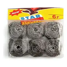Kit C/6 Esponjas Aço Limpa Panela Engordurada dá Brilho Esponja de Aço Inox Não Enferruja Esponja de Louça