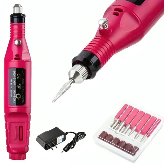 Kit Profissional de Lixadeira de Unhas Elétrica com Broca e Motor Bivolt para Manicure e Pedicure Lixadeira De Unha