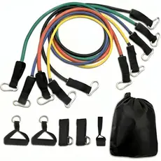 Kit Elástico Extensor 11 Peças Treino em Casa Academia Fisioterapia