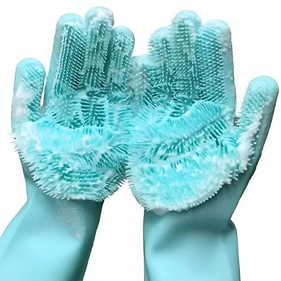 Par Luvas de Silicone Lava Louça Mágica Multiuso para Limpeza de Cozinha Antiderrapante Resistente ao Calor