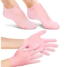 Kit Luva e Meia Silicone Hidratação Esfoliante Mãos Pés Ressecados Reutilizável Spa Casa