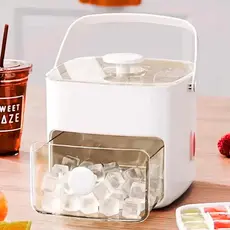 Forma de Gelo Dispenser 48 Cubos com Gaveta Botão Solta Gelo Pegador Caixa de Gelo Grande Capacidade