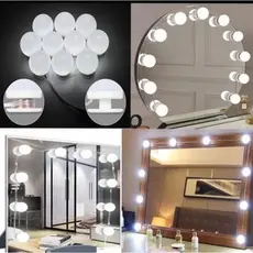 Kit Luz LED para Espelho Camarim Maquiagem Penteadeira 10 Lâmpadas LED USB 3 Cores Iluminação