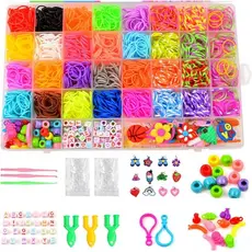 Kit de Elásticos Coloridos Pulseira Crianças Letrinhas Pingentes Artesanato DIY