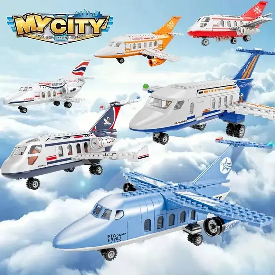 Compatível Lego avião modelo cidade série grande avião de passageiros menino brinquedos crianças montado bloco de constr