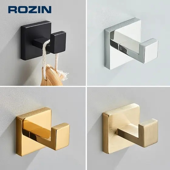 Ganchos Inox De Banheiro Para Toalhas, Bolsas E Roupas,Perfuração Instalação,Preto /Cromada/Dourado