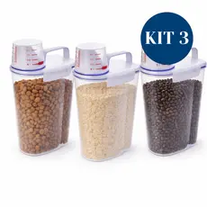 Kit 3und Pote Mantimentos Hermetico Armazenamento Medidor 2l