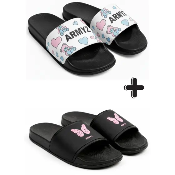 Kit 2 Pares Chinelo Slide Feminino Macio Estiloso Moda Praia