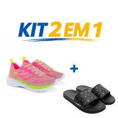 Tenis Feminino Esportivo Confortavel + Chinelo Slide Leve Anatomico