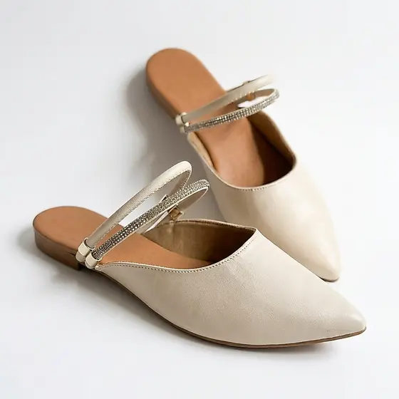 Sandália Mule Feminina Bico Fino Leve Confortável Moda Casual