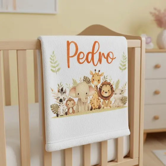 Manta Bebê Personalizada com Nome do Bebê Macia Microfibra Antialérgico Enxoval Soft