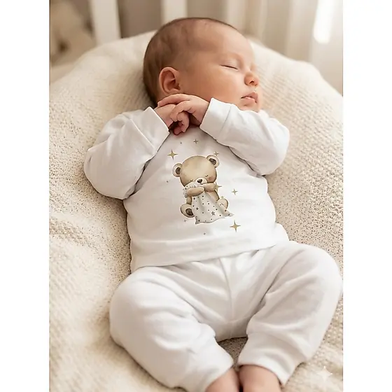 Pijama Bebê Manga Longa Malha Premium Roupa de Dormir Infantil Macia e Confortável Conjunto 2 Peças