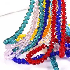 Kit 10 Fios de Cristal 10mm Flat Facetado Vidro 63-67 Contas Várias Cores Bijuterias Pulseiras Cola