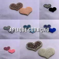 Kit 50 20 10 Apliques Coração Strass Bordado para Roupas Bolsas Customização Artesanato Decorativo