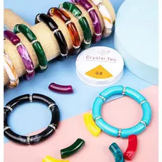 Tubo Acrílico Entremeio Bambu Para Pulseira Bijuteria Montagem Artesanato DIY Colorido