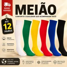Kit De 2 Até 12 Pares Meião De Futebol Preço Baixo