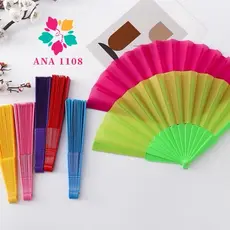 ANA1108 KIT 12PCS Leque de Ventilador de plástico de cor sólida SEM Glitter várias cores