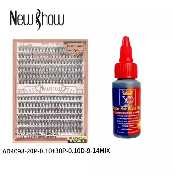 New Show Conjunto de 1 Super Cola Salon Pro 30ml+1 Caixa Com Cílios postiços 6D MINK-Tufinhos Sem Nó