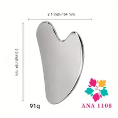 ANA 1108 Massageador Facial e Corporal Aço Inox Gua Sha Raspagem Skincare Rosto Relaxamento SPA Lifting Facial-Rosa Glam