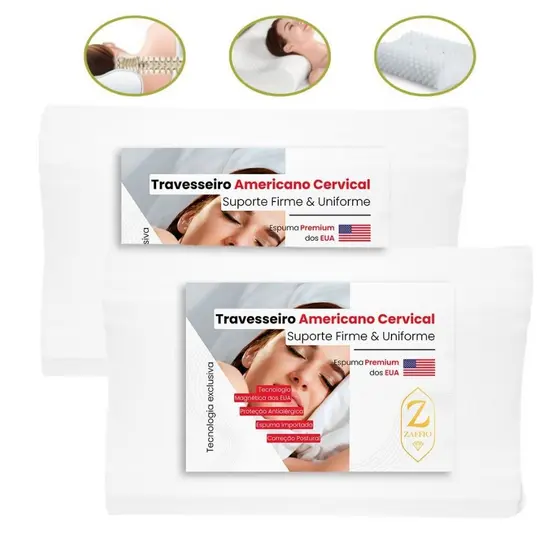 KIT 2 Travesseiro CERVICAL Ortopédico Pillow MAGNÉTICO Infravermelho Terapêutico Anti Ronco