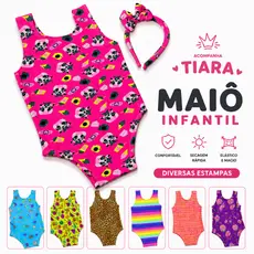 6 meses a 11 anos - Maiô Infantil Moda Praia - Body Estampado - Biquíni