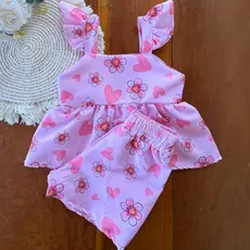 NOVIDADE (1 a 2 anos) Conjunto short Infantil - Blusa e Short - Estampas Variadas