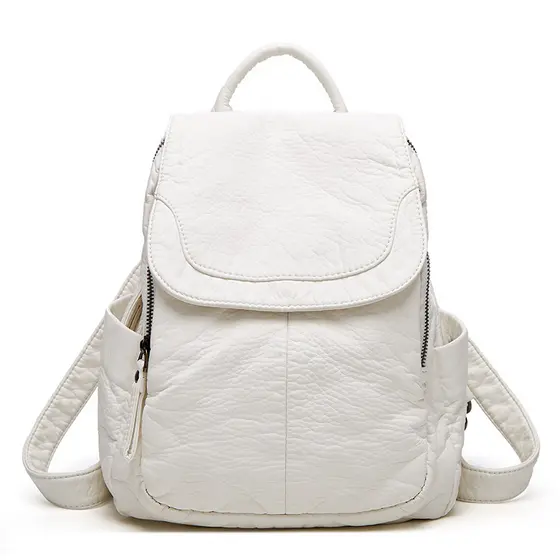Mochila WAIEBFAF feminina de couro macio mochila de viagem de grande capacidade