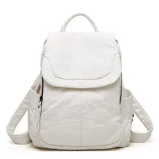Mochila WAIEBFAF feminina de couro macio mochila de viagem de grande capacidade