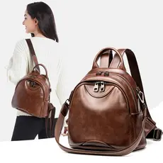 Mochila WAIEBFAF feminina estilo retrô britânico mochila de couro macio