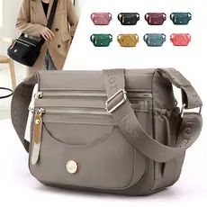WAIEBFAF Bolsa mensageiro feminina multicamadas de grande capacidade à prova d'água de Nylon diário Casual e mensageiro
