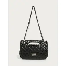 WAIEBFAF Bolsa de ombro feminina com corrente de contas de diamante Bolsa de ombro simples diária